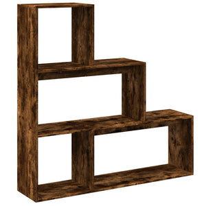 vidaXL Room Divider Bookcase 3-Tier Smoked Oak 123x29x123 cm Engineered Wood