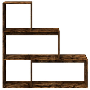 vidaXL Room Divider Bookcase 3-Tier Smoked Oak 123x29x123 cm Engineered Wood