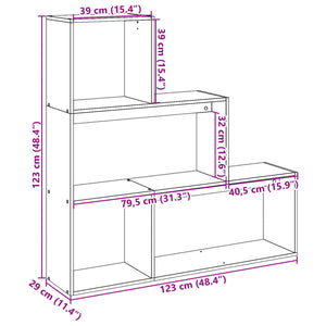 vidaXL Room Divider Bookcase 3-Tier Brown Oak 123x29x123 cm Engineered Wood