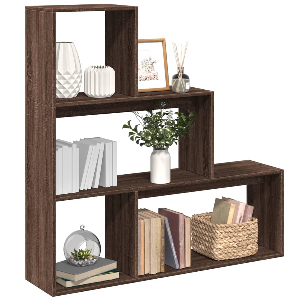 vidaXL Room Divider Bookcase 3-Tier Brown Oak 123x29x123 cm Engineered Wood