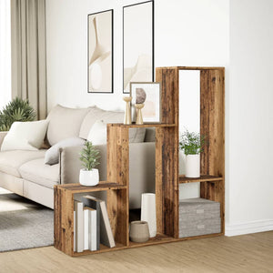 vidaXL Room Divider Bookcase 3-Tier Old Wood 123x29x123 cm Engineered Wood