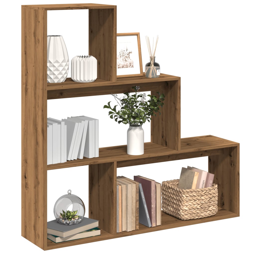 vidaXL Room Divider Bookcase 3-Tier Artisan Oak 123x29x123 cm Engineered Wood