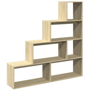 vidaXL Room Divider Bookcase 4-Tier Sonoma Oak 143.5x29x143.5 cm Engineered Wood