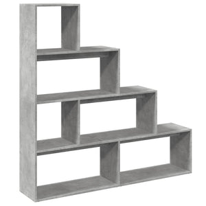 vidaXL Room Divider Bookcase 4-Tier Concrete Grey 143.5x29x143.5 cm Engineered Wood