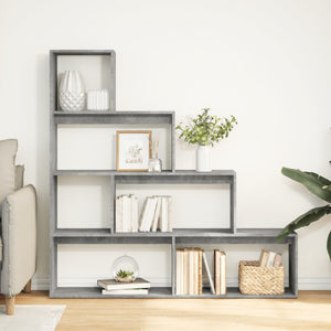 vidaXL Room Divider Bookcase 4-Tier Concrete Grey 143.5x29x143.5 cm Engineered Wood