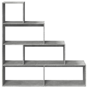 vidaXL Room Divider Bookcase 4-Tier Concrete Grey 143.5x29x143.5 cm Engineered Wood