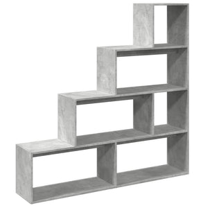 vidaXL Room Divider Bookcase 4-Tier Concrete Grey 143.5x29x143.5 cm Engineered Wood