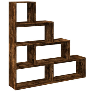 vidaXL Room Divider Bookcase 4-Tier Smoked Oak 143.5x29x143.5 cm Engineered Wood