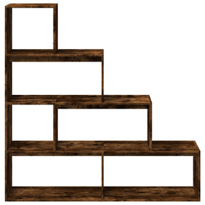 vidaXL Room Divider Bookcase 4-Tier Smoked Oak 143.5x29x143.5 cm Engineered Wood