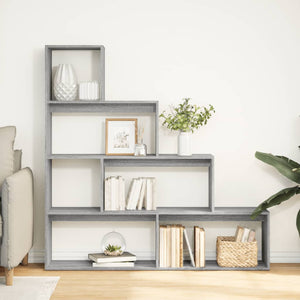 vidaXL Room Divider Bookcase 4-Tier Grey Sonoma 143.5x29x143.5 cm Engineered Wood