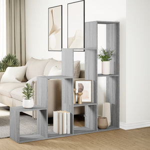 vidaXL Room Divider Bookcase 4-Tier Grey Sonoma 143.5x29x143.5 cm Engineered Wood