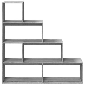 vidaXL Room Divider Bookcase 4-Tier Grey Sonoma 143.5x29x143.5 cm Engineered Wood