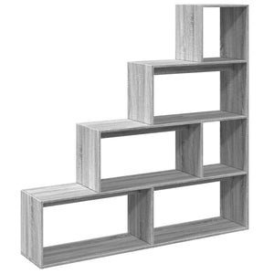 vidaXL Room Divider Bookcase 4-Tier Grey Sonoma 143.5x29x143.5 cm Engineered Wood