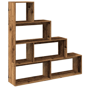 vidaXL Room Divider Bookcase 4-Tier Old Wood 143.5x29x143.5 cm Engineered Wood