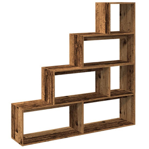 vidaXL Room Divider Bookcase 4-Tier Old Wood 143.5x29x143.5 cm Engineered Wood