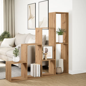 vidaXL Room Divider Bookcase 4-Tier Artisan Oak 143.5x29x143.5 cm Engineered Wood