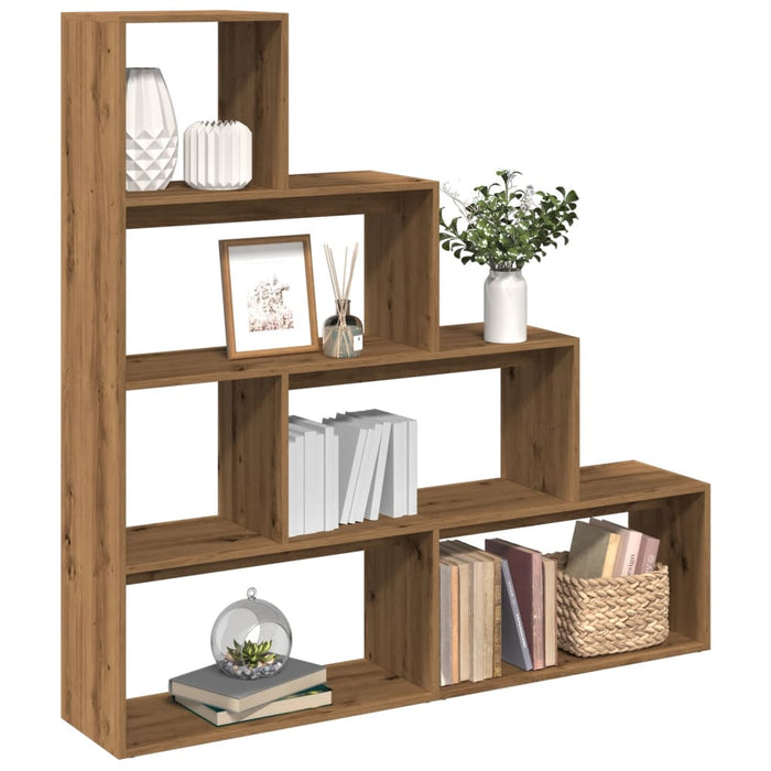 vidaXL Room Divider Bookcase 4-Tier Artisan Oak 143.5x29x143.5 cm Engineered Wood