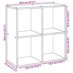 vidaXL Room Divider Bookcase Black 69.5x29x69.5 cm Engineered Wood