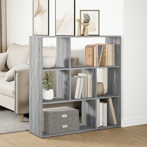 vidaXL Room Divider Bookcase Grey Sonoma 102x29x103.5 cm Engineered Wood