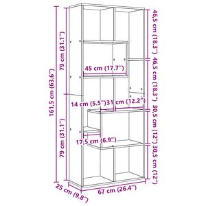 vidaXL Room Divider Bookcase Black 67x25x161.5 cm Engineered Wood