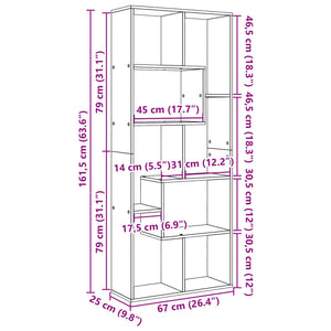 vidaXL Room Divider Bookcase Sonoma Oak 67x25x161.5 cm Engineered Wood