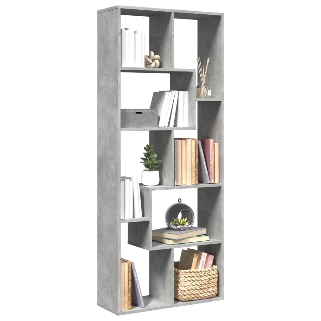 vidaXL Room Divider Bookcase Concrete Grey 67x25x161.5 cm Engineered Wood