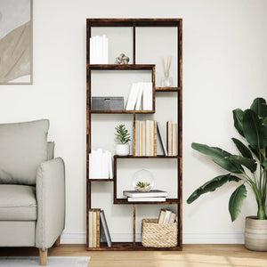 vidaXL Room Divider Bookcase Smoked Oak 67x25x161.5 cm Engineered Wood