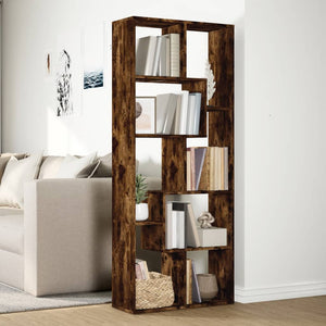 vidaXL Room Divider Bookcase Smoked Oak 67x25x161.5 cm Engineered Wood