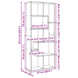 vidaXL Room Divider Bookcase Smoked Oak 67x25x161.5 cm Engineered Wood