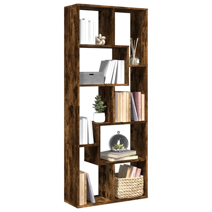 vidaXL Room Divider Bookcase Smoked Oak 67x25x161.5 cm Engineered Wood