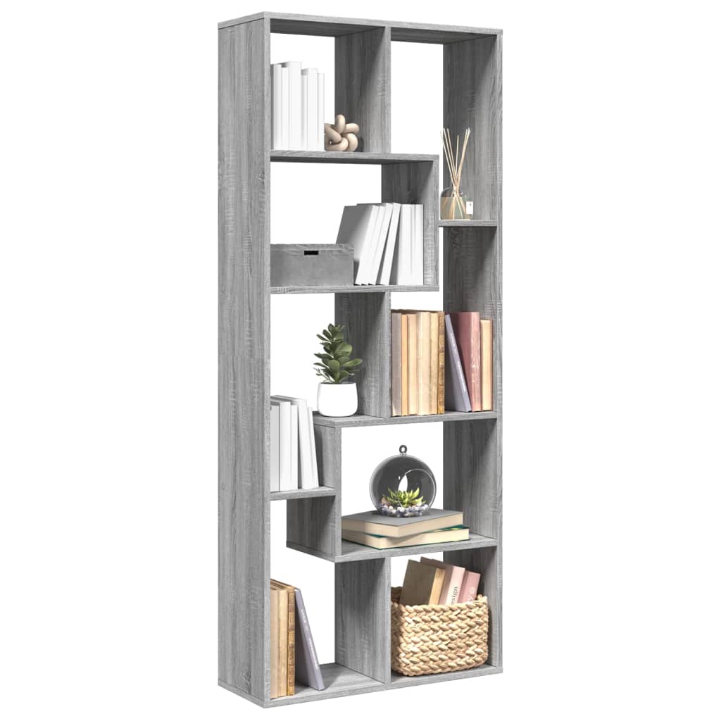 vidaXL Room Divider Bookcase Grey Sonoma 67x25x161.5 cm Engineered Wood