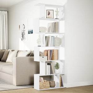 vidaXL Room Divider Bookcase 6-Tier White 70x24x193 cm Engineered Wood