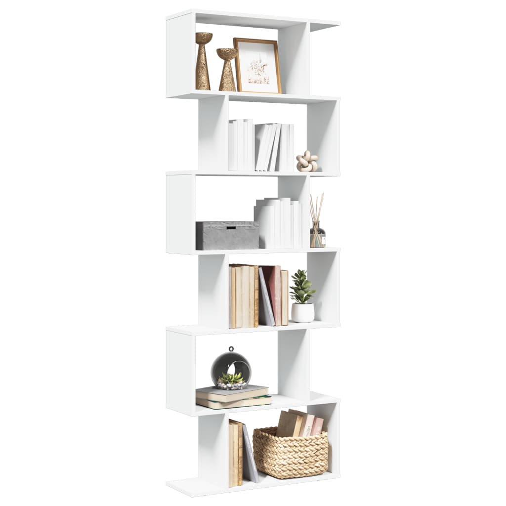 vidaXL Room Divider Bookcase 6-Tier White 70x24x193 cm Engineered Wood