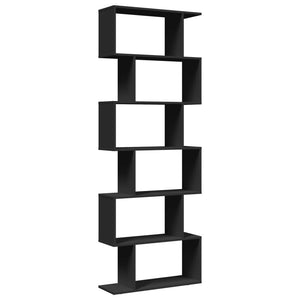 vidaXL Room Divider Bookcase 6-Tier Black 70x24x193 cm Engineered Wood