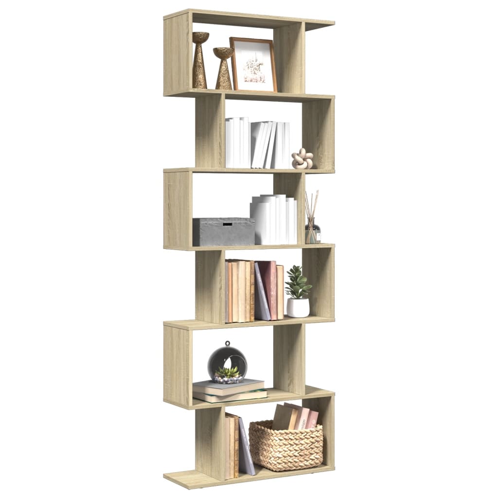 vidaXL Room Divider Bookcase 6-Tier Sonoma Oak 70x24x193 cm Engineered Wood