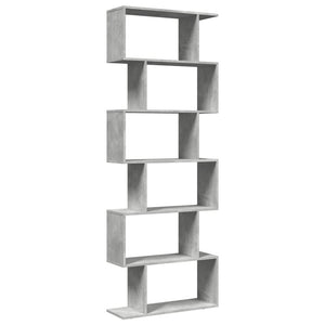 vidaXL Room Divider Bookcase 6-Tier Concrete Grey 70x24x193 cm Engineered Wood