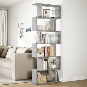 vidaXL Room Divider Bookcase 6-Tier Concrete Grey 70x24x193 cm Engineered Wood