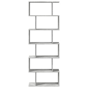 vidaXL Room Divider Bookcase 6-Tier Concrete Grey 70x24x193 cm Engineered Wood