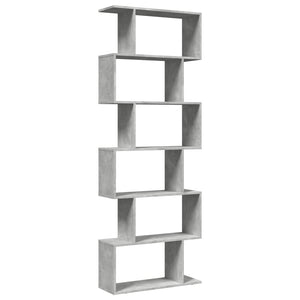 vidaXL Room Divider Bookcase 6-Tier Concrete Grey 70x24x193 cm Engineered Wood