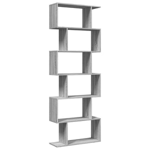 vidaXL Room Divider Bookcase 6-Tier Grey Sonoma 70x24x193 cm Engineered Wood