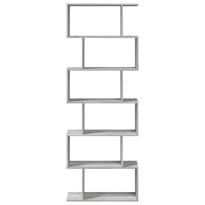 vidaXL Room Divider Bookcase 6-Tier Grey Sonoma 70x24x193 cm Engineered Wood