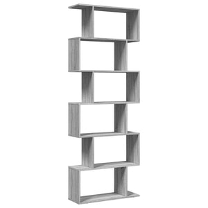 vidaXL Room Divider Bookcase 6-Tier Grey Sonoma 70x24x193 cm Engineered Wood