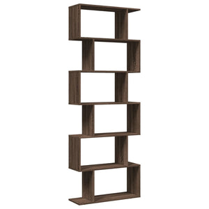 vidaXL Room Divider Bookcase 6-Tier Brown Oak 70x24x193 cm Engineered Wood