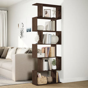 vidaXL Room Divider Bookcase 6-Tier Brown Oak 70x24x193 cm Engineered Wood