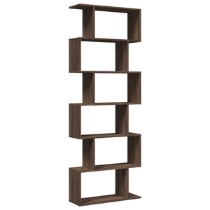 vidaXL Room Divider Bookcase 6-Tier Brown Oak 70x24x193 cm Engineered Wood