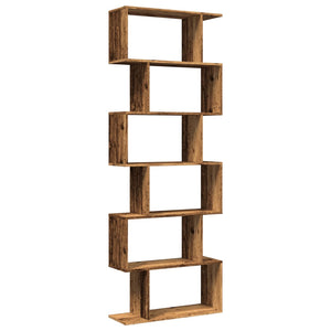 vidaXL Room Divider Bookcase 6-Tier Old Wood 70x24x193 cm Engineered Wood