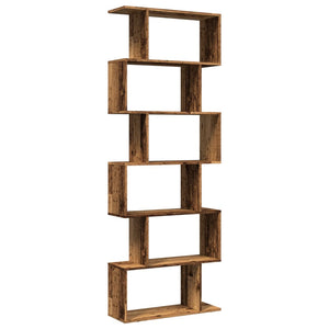 vidaXL Room Divider Bookcase 6-Tier Old Wood 70x24x193 cm Engineered Wood