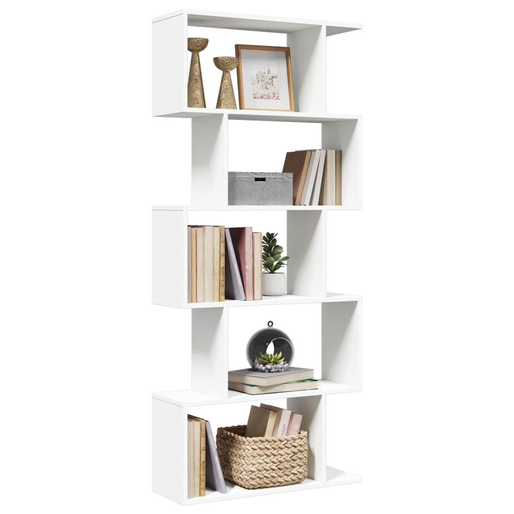 vidaXL Room Divider Bookcase 5-Tier White 70x24x161 cm Engineered Wood