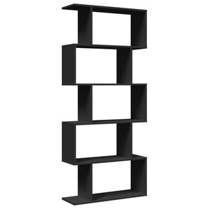 vidaXL Room Divider Bookcase 5-Tier Black 70x24x161 cm Engineered Wood