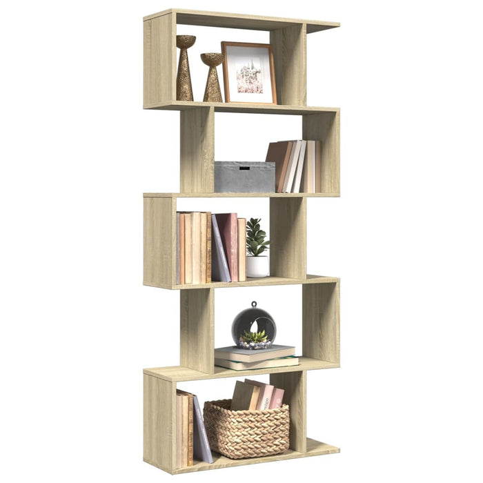 vidaXL Room Divider Bookcase 5-Tier Sonoma Oak 70x24x161 cm Engineered Wood